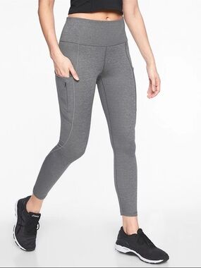 Athleta Heather Grey Leggings with Pockets - Small